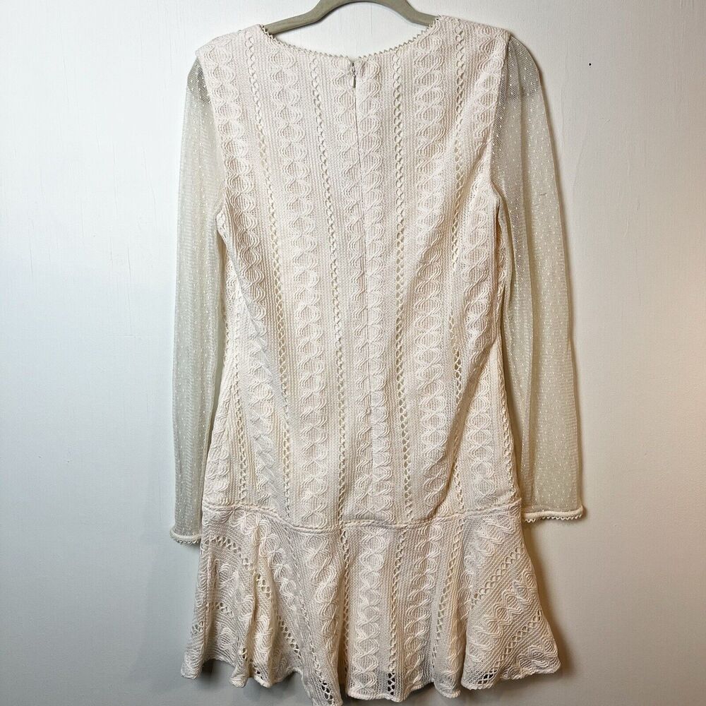 Stevie May Ivory Crochet Lace Long Sleeve Gallery Mini Dress Sz S - Picture 6 of 10
